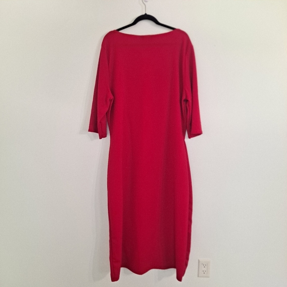 Long Tall Sally Tall Red Notch Neck Midi Dress Size 18-20 - Picture 4 of 5